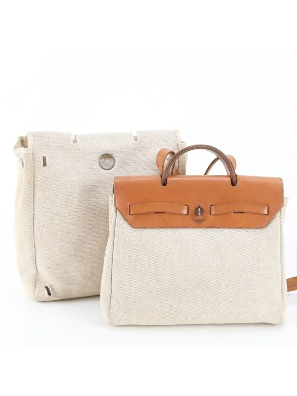 Hermes Herbag a Dos PM Leather Toilet Ash 2-Way Shoulder Bag Crossbody